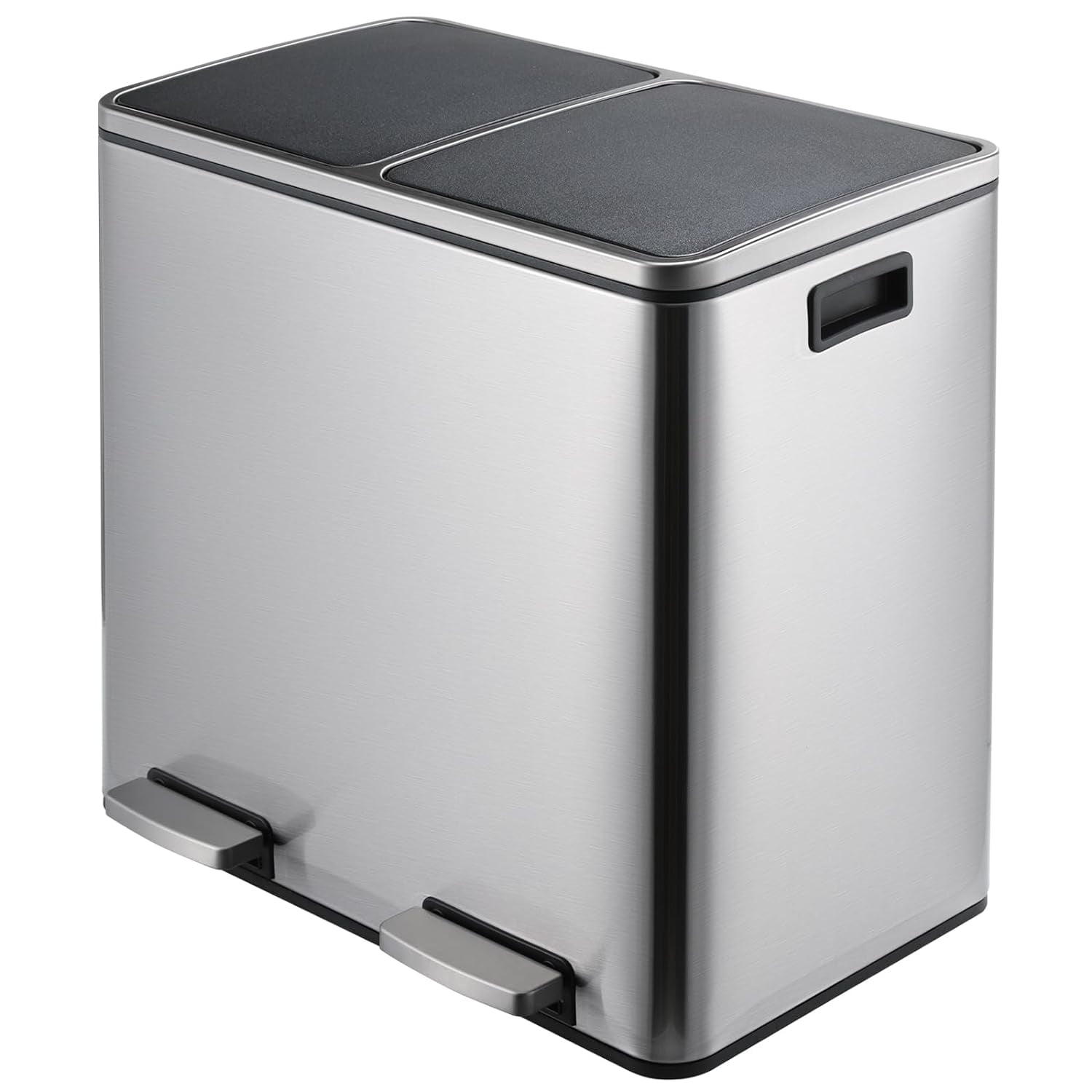 Arlopu 12 Gallon Dual Compartment Trash Can, Stainless Steel Kitchen ...
