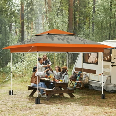 Arlopu 12ft x 12ft Pop up Outdoor Tent, Outdoor Straight Leg Gazebo Instant Canopy with Wheeled Bag