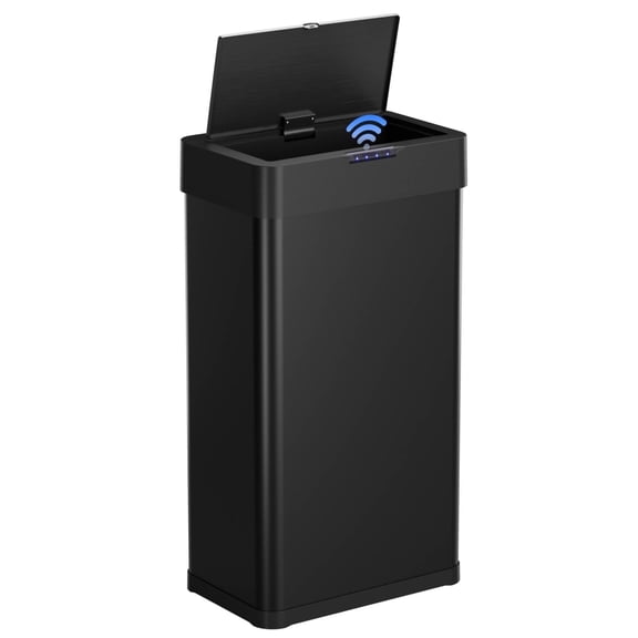 Arlopu 13.2 Gallon Motion Sensor Trash Can Automatic Stainless Steel Garbage Can with Soft-Close Lid