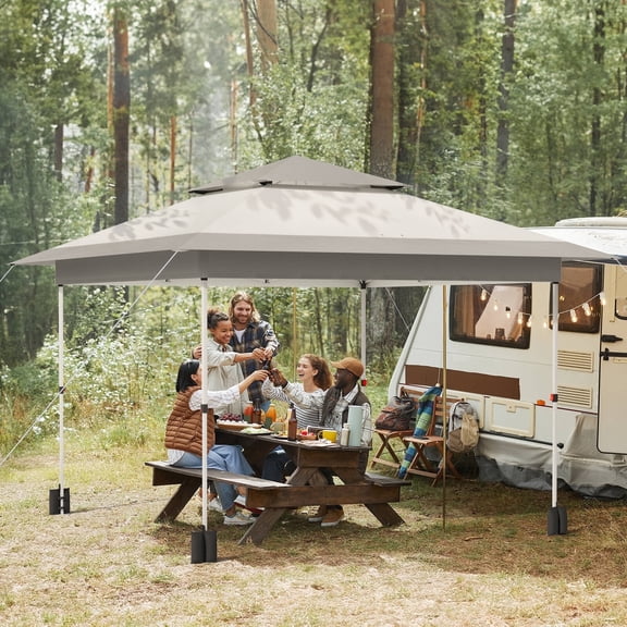 Arlopu 13'x13' Pop Up Canopy Tent, Outdoor Event Camping Instant Canopy with Roller Bag