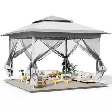 Arlopu 13' X 13' Pop Up Gazebo Outdoor Canopy Tent with Mesh Netting & Wheeled Bag for Backyard