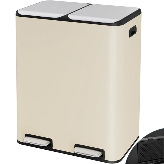 Arlopu 16Gal Dual Trash Can w/2 Built-in Box for Odor Control | Hands ...