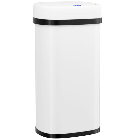 Arlopu 18.5 Gallon Automatic Kitchen Trash Can, Stainless Steel, Motion Sensor Hands free Soft Close Lid Garbage Bin, White