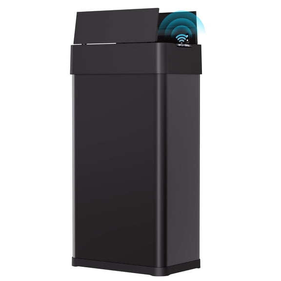 Arlopu 18.5 gal Motion Sensor Trash Can Wings Open Lid Rectangular Automatic Garbage Can Stainless Steel