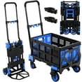 thumbnail image 1 of Arlopu 2 in 1 Folded Hand Truck with 4 Wheels & Storage Boxes, Heavy Duty Hand Cart with Retractable Handle for Travel, Luggage, Shopping, Moving Use, 330lbs, 1 of 8