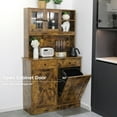 thumbnail image 1 of Arlopu 2 in 1 Dual Tilt Out Trash Cabinet Kitchen Pantry Storage Cabinet Wooden Recycling Cabinet Hidden Trash Can Holder with Drawers, Shelves, 1 of 9
