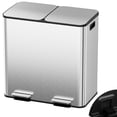 thumbnail image 1 of Arlopu 21.2gal Dual Trash Can, Stainless Steel Compartment Garbage can with Odor-Control Box, Step-on Recycle Bin with Soft-Close Lid & Removable Inner Buckets, 1 of 9