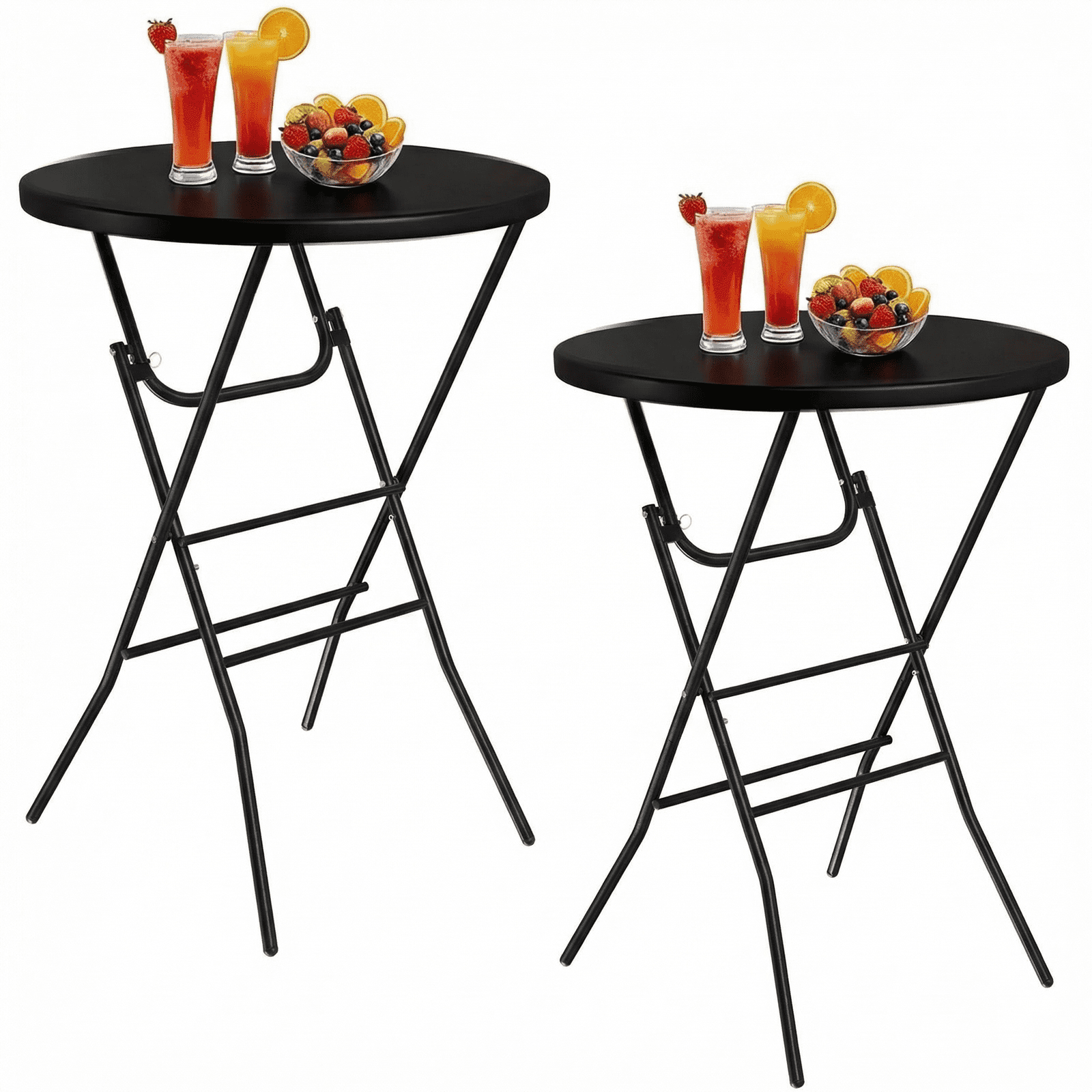 Arlopu 2pcs Folding Round Cocktail Tables, Bar Height Table with ...