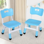 Arlopu 2pcs Kids Chairs Set, Plastic Children Seat Height Adjustable Toddler Chairs with Maximum Bearing 220lbs, School Home Daycare Toddler Furniture