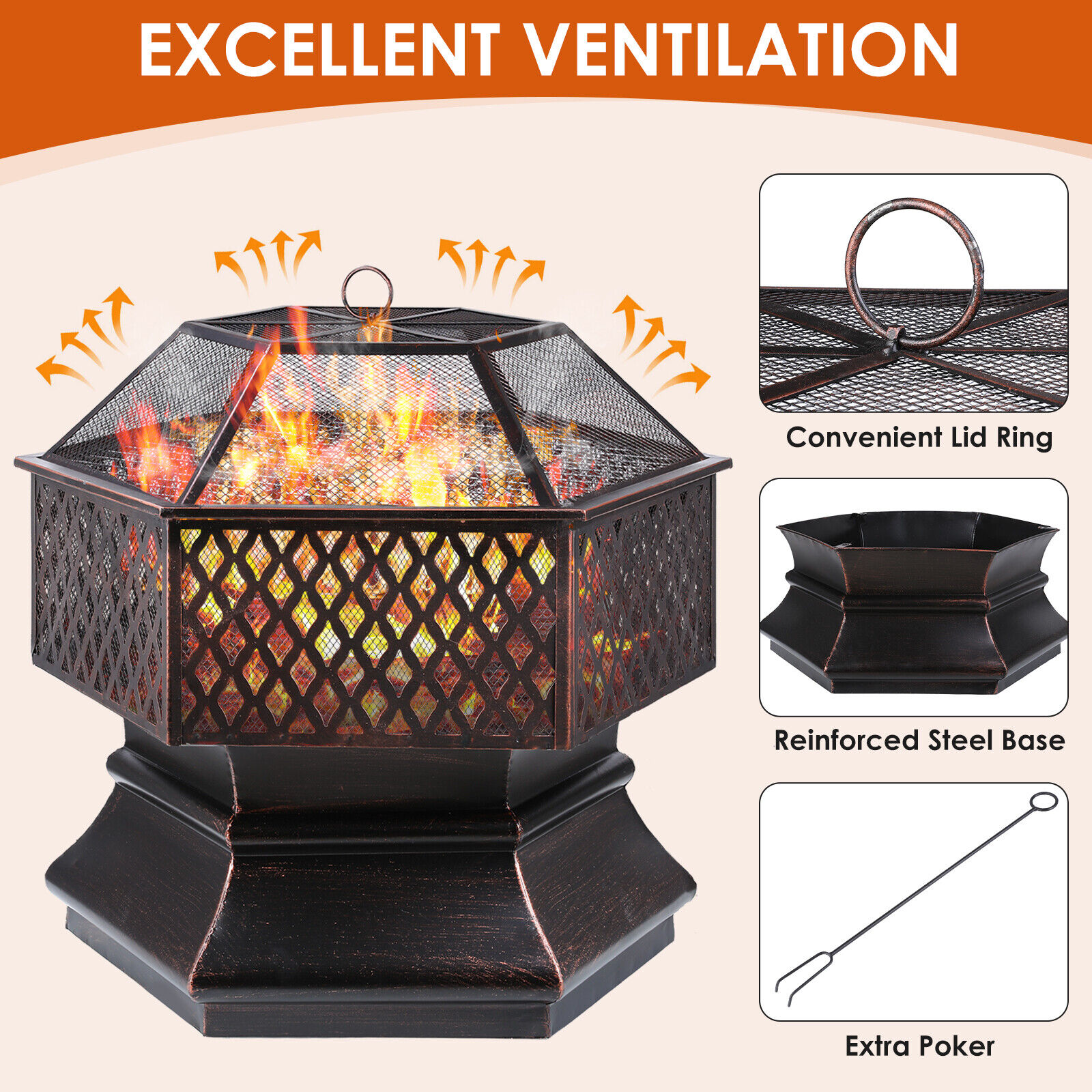 Mainstays 30" Fire Pit, Black