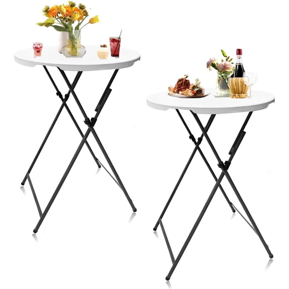 Arlopu 2-Pack 31.5" Round High-Top Folding Cocktail Table, Portable Bar Table with Removable Locking Legs for Party, Patio, Kitchen