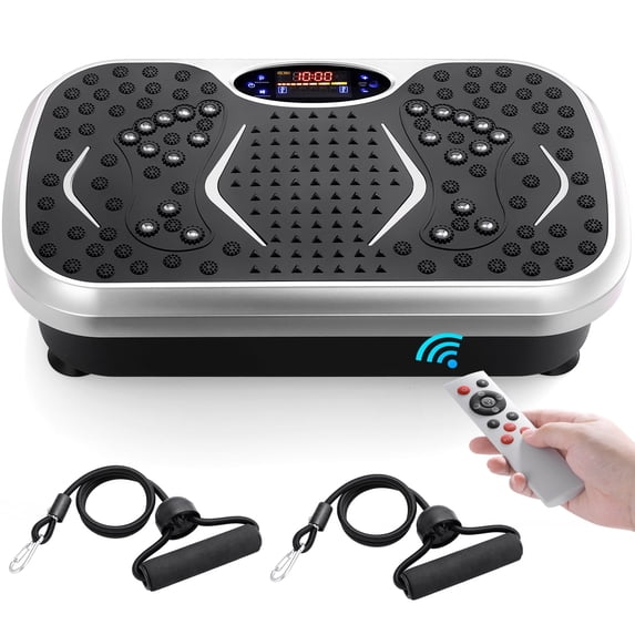 Arlopu Vibration Plate, Whole Body Workout Vibration Fitness Platform with 2 Resistance Bands