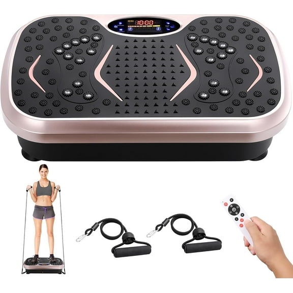 Arlopu Vibrating Plate Muscle Toner, Whole Body Exercise Machine with Remote Control & 2 Resistance Bands