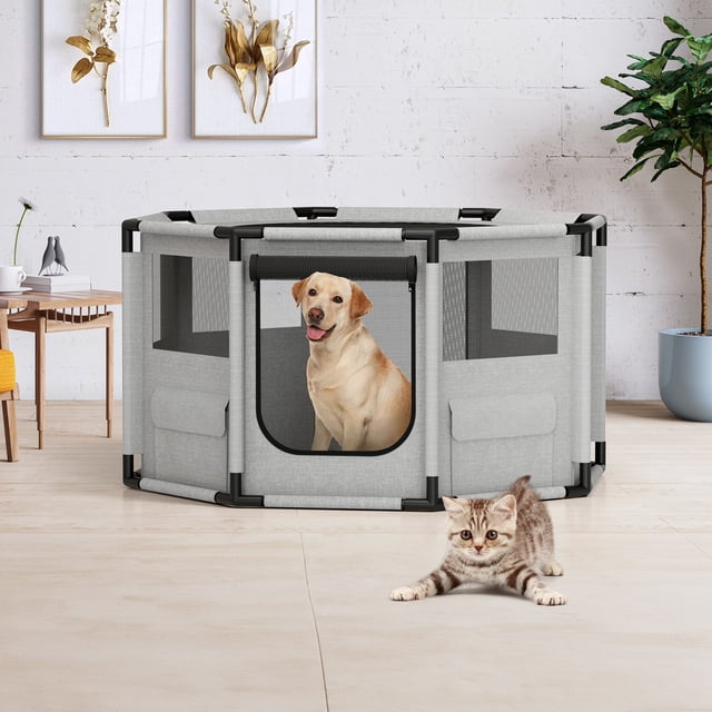 Arlopu 47.2'' Dog Playpen, Oxford Fabric Dog Fence, Octagon Dog Crate