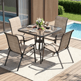 thumbnail image 1 of Arlopu Patio Dining Set 5 Pieces, Outdoor Furniture w/ Metal Table and 4 Stackable Textilene Chairs, All Weather, 330LBS, 1 of 13