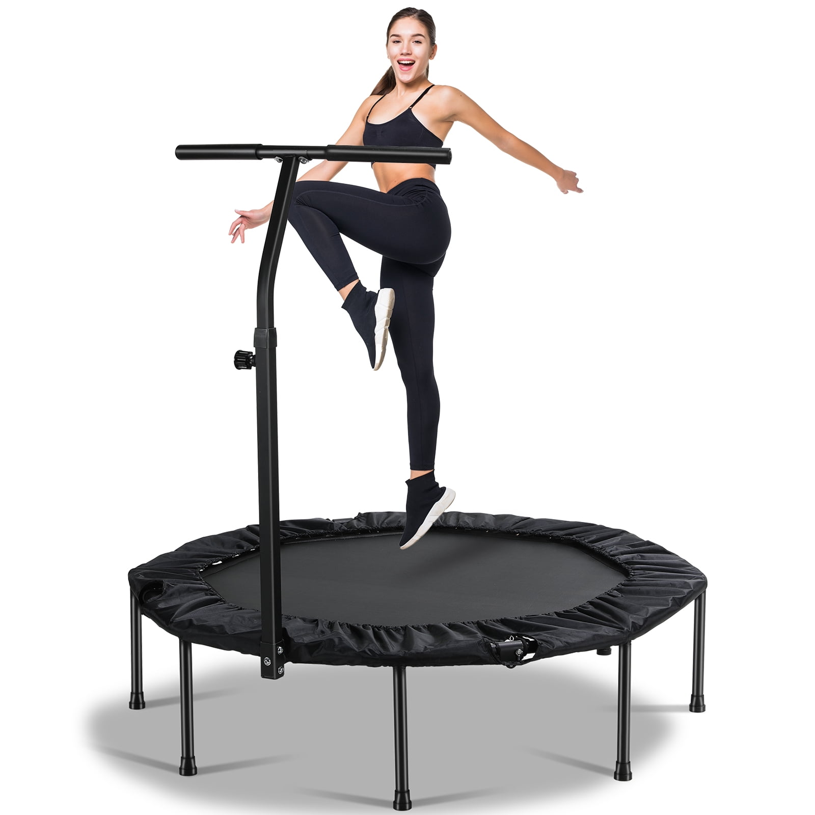 40/48 Inch Rebounder Trampoline With Adjustable Handle - Perfect Fitness Trampoline For Home Workouts