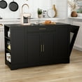 thumbnail image 1 of Arlopu 53in Kitchen Island with Trash Can Storage Cabinet, Portable Kitchen Island with Open Side Shelves, 1 of 9