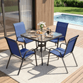 thumbnail image 1 of Arlopu Outdoor Table Furniture Set Patio Dining Table Set with 4 Stackable Textilene Chairs, Dark Blue, 1 of 12