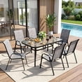 thumbnail image 1 of Arlopu 7 Pieces Patio Furniture Set, Outdoor Dining Table & 6 Textilene Chairs for Garden Backyard, Gray, 1 of 11