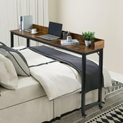 Arlopu 70.8 Overbed Table with Wheels for Full/Queen Size Bed Frame, Mobile Computer Desk Standing Workstation Laptop Cart