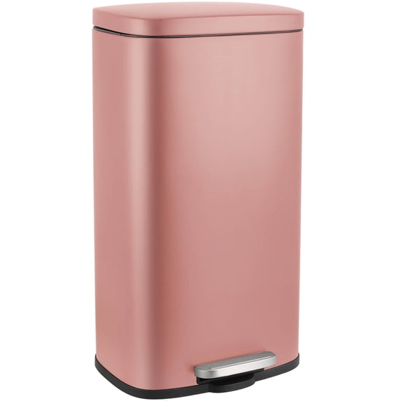 Arlopu 8 Gallon Rectangular Kitchen Trash Can, Stainless Steel Step Trash Can with Soft-Close Lid for Bathroom, Living Room
