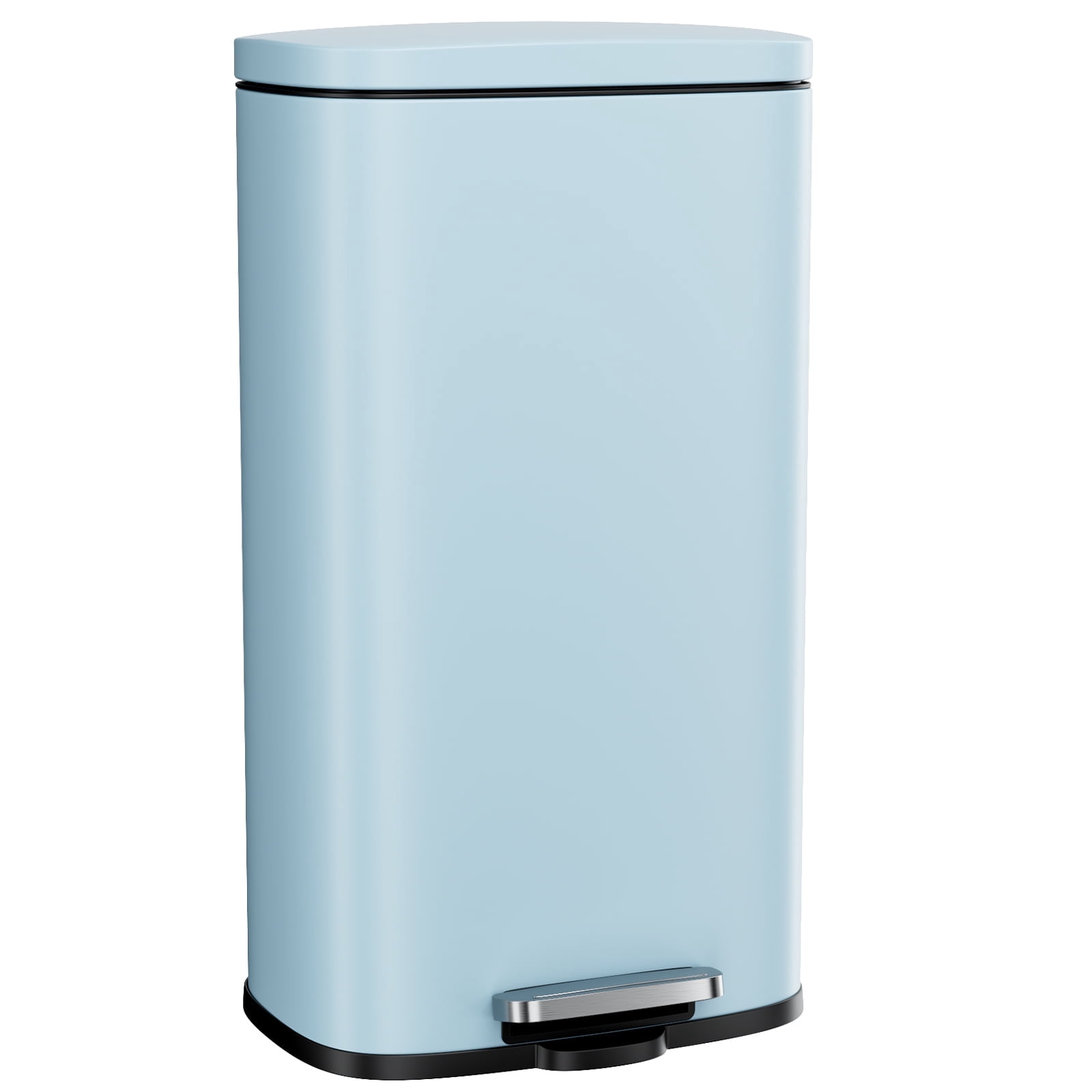 Arlopu 8 Gallon Step Pedal Trash Can, Stainless Steel, Hands-free Soft Close lid Garbage bin