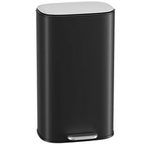 Arlopu 8 Gallon Step Trash Can, Stainless Steel Garbage Bin with Soft-Close Lid for Kitchen, Home, Black