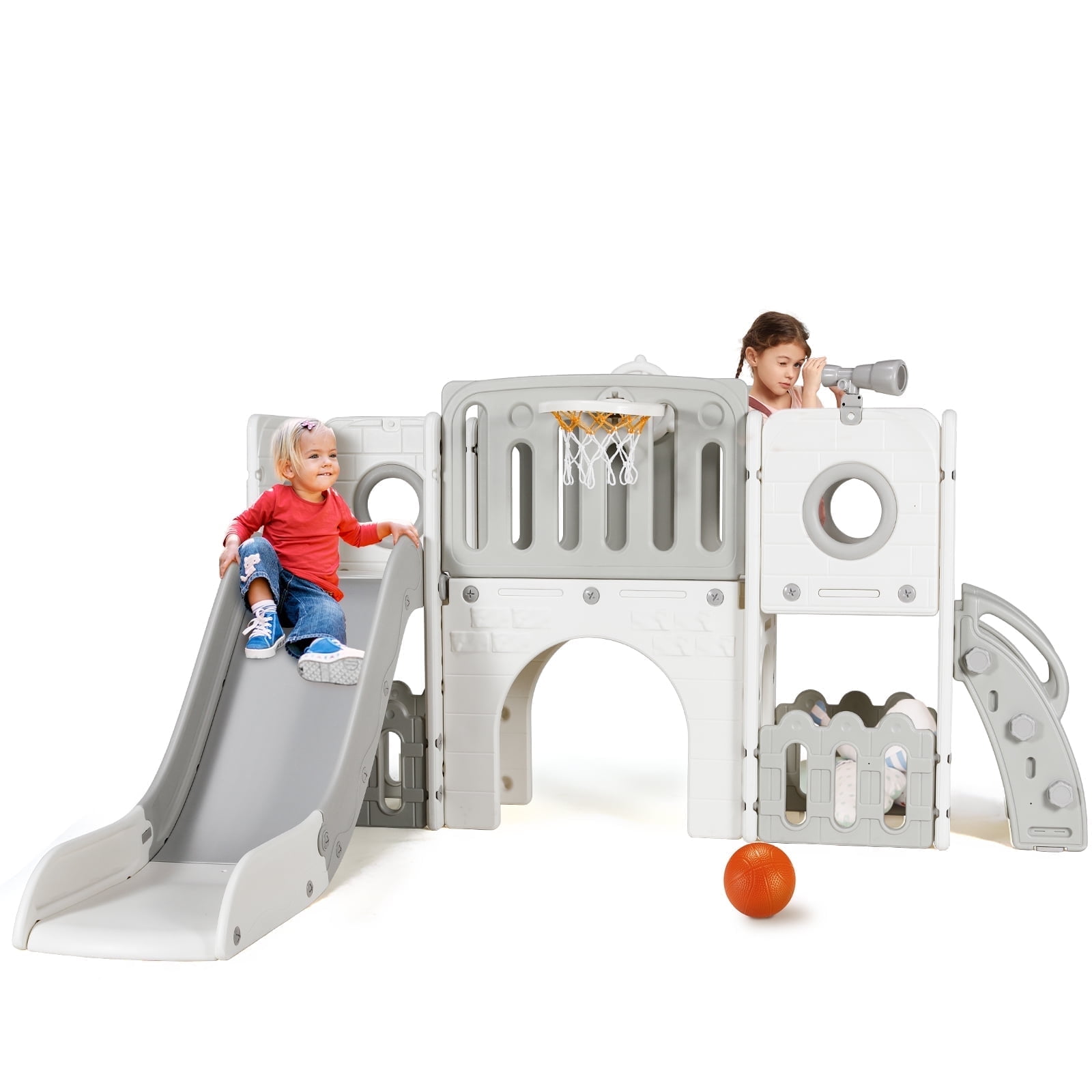 Arlopu 9-in-1 Toddler Slide Set Indoor Playground Slide for Kids with ...