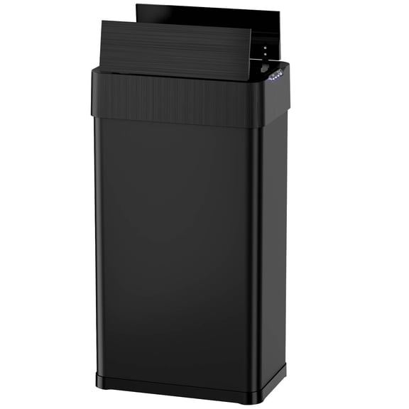 Arlopu Automatic Trash Can 16 Gallon Wings Open Lid Sensor Garbage Can with Soft-Close Lid and Display Light