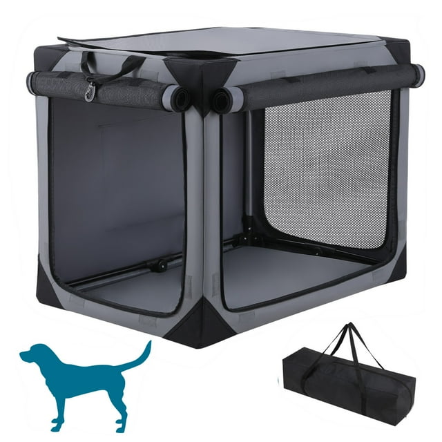 Arlopu Collapsible Dog Crate, 42in 4Door Foldable Dog Crate Portable Dog Kennel Soft Dog Crates