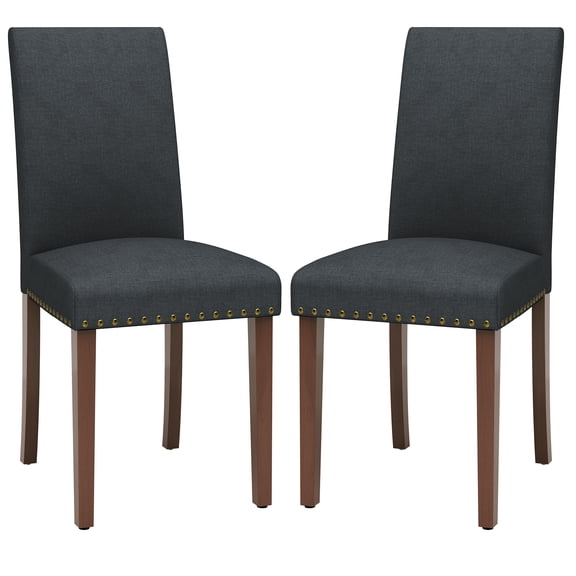 Arlopu Dining Chairs Set of 2, Upholstered Parsons Dining Chairs with Nailhead Trim, Solid Wood Legs & Padded Seat, Side Chair for Kitchen, Dining Room, Living Room