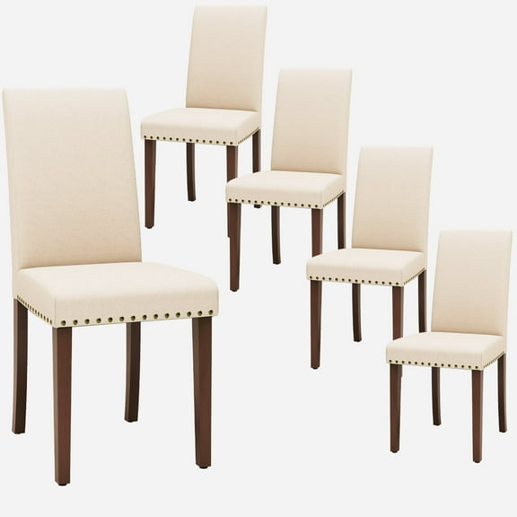 Arlopu Dining Chairs Set of 4, Upholstered Parsons Dining Chairs with Nailhead Trim, Solid Wood Legs & Padded Seat, Side Chair for Kitchen, Dining Room, Living Room
