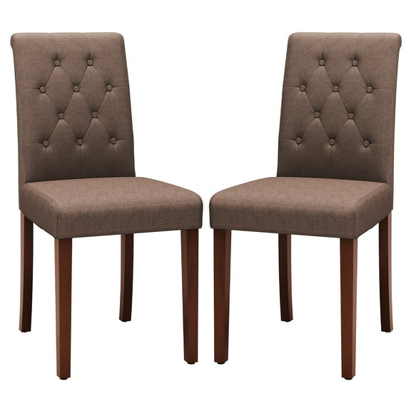 Arlopu Dining Chairs Set of 2, Button Tufted Parsons Dining Chair with Upholstered & Solid Wood Legs for Kitchen & Dining Room