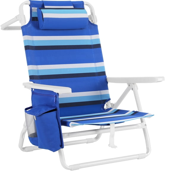 Arlopu Folding Backpack Beach Chair, Outdoor Portable Folding Camping Chair, Max Load 350lbs