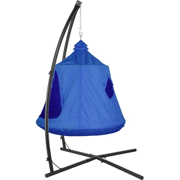 Arlopu Hammock Chair Stand with Swing Chair, Hanging Tree Tent with Steel Stand Combo Set, Play House Tree Tent with Steel Frame for Indoor Outdoor Use