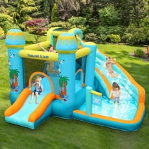 Arlopu Inflatable Bounce House for Kids with Blower, Children's Castle Bounce House with Water Slide, Bouncing Area & Splash Pool for Indoor Outdoor Use