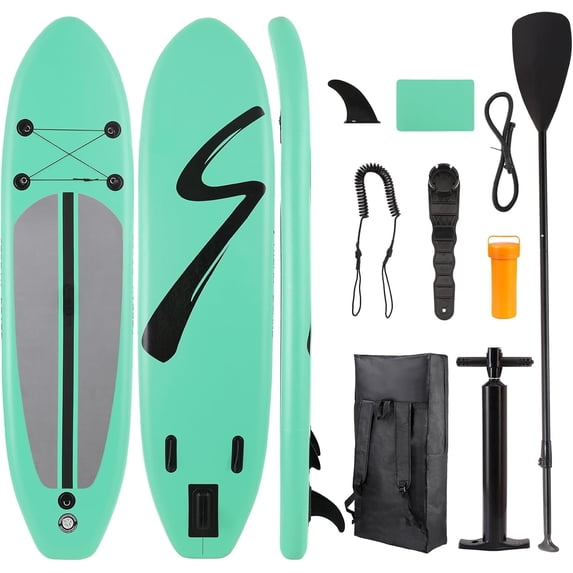 Arlopu Inflatable Stand up Paddle Board, 12ft Fishing Paddle Board Non-Slip Comfort Deck for Adult