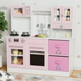 thumbnail image 1 of Arlopu Kids Pretend Play Kitchen, Interactive Wooden Cooking Toys Set w/ Lights & Sounds, Pink, 1 of 9