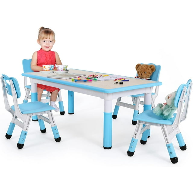 Free Shipping! Arlopu Kids Plastic Table and 4 Chairs Set, Height ...