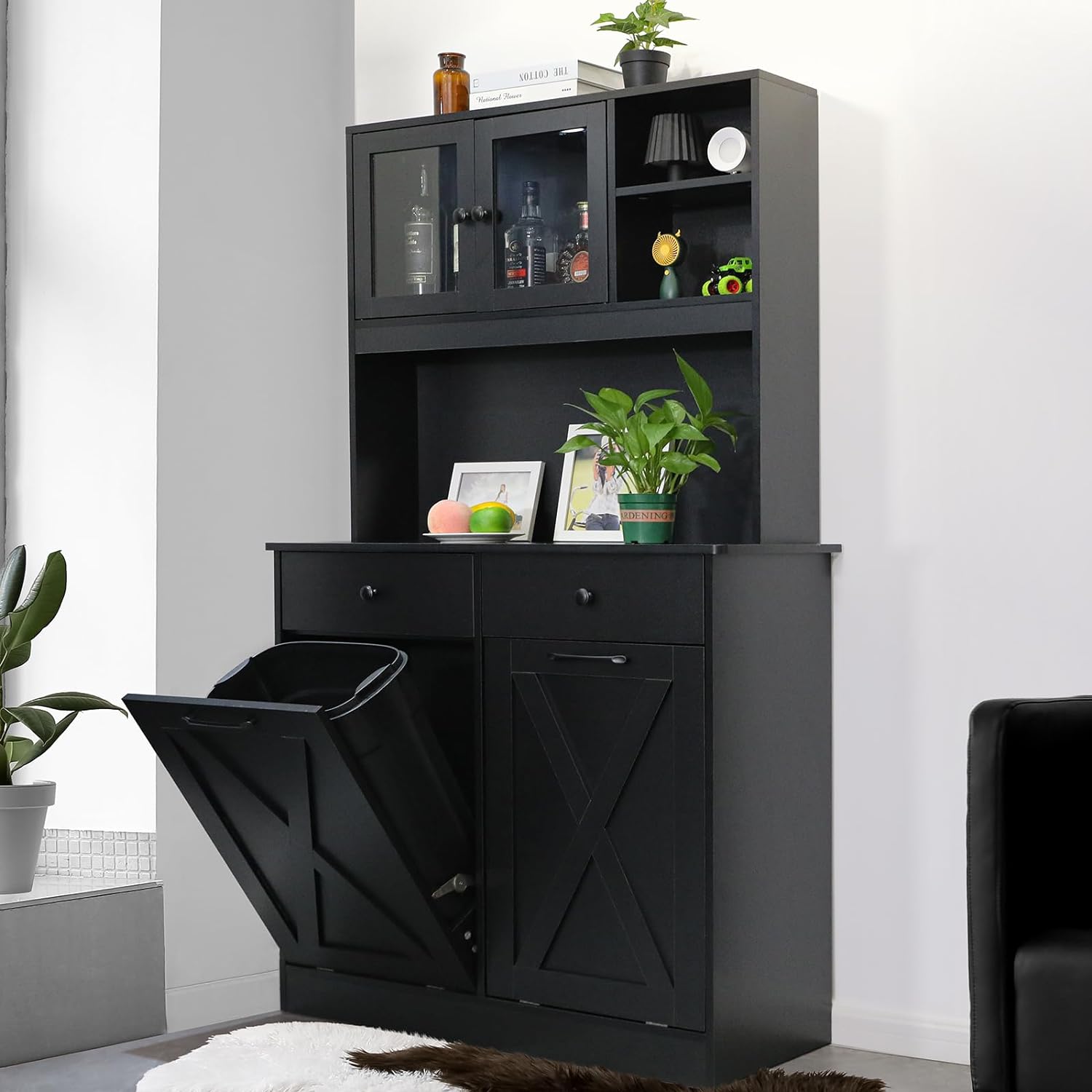 KIGOTY Dual Kitchen Trash Double Tilt Out Trash Can