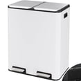 thumbnail image 1 of Arlopu Large Dual Trash Can 16 Gallon Stainless Steel Garbage Bin with Separated Lid and Foot Pedal for Home Office, 1 of 10