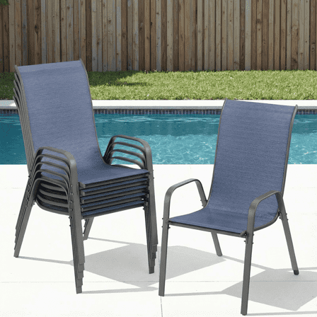 Arlopu Outdoor 6 Piece Dining Chairs, Patio Stackable Textilene Chai Set for Garden Backyard