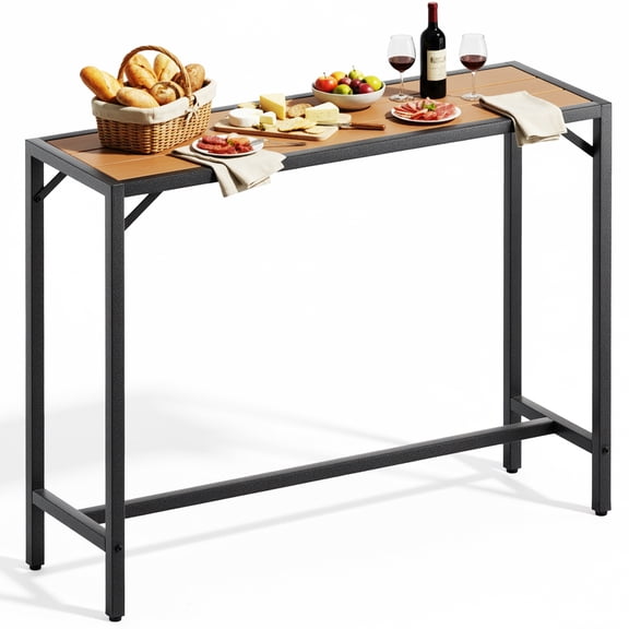 Arlopu Outdoor Bar Table, 47'' Rectangle Patio Counter Height Table High Pub Table with Waterproof Top & Sturdy Metal Frame for Balcony, Bistro, Garden, Backyard