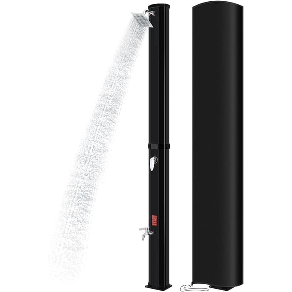 Arlopu Outdoor Solar Shower, 10.6 Gallon Solar Heated Shower with 360° Shower Head & Foot Shower Tap for Outdoor Backyard Poolside Beach Pool Spa