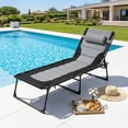thumbnail image 1 of Arlopu Padded Folding Chaise Lounge Chair, Heavy Duty Reclining Chair with Pillow & Side Pocket for Patio Beach Pool, 5-Position Adjustable, Gray, 1 of 12