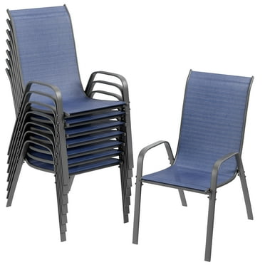 Arlopu Patio Dining Chairs Set of 8, Outdoor Stackable Armchair, Outdoor Textilene Dining Chairs W/ Heavy Duty Metal Frame for Backyard, Garden, Deck, Front Porch, 330 LBS