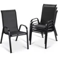Arlopu Patio Dining Chairs Set of 4, Outdoor Stackable Chairs with High