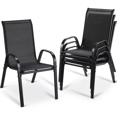 Arlopu Patio Dining Chairs Set of 4, Outdoor Stackable Chairs for Backyard, Porch, Garden