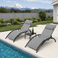 thumbnail image 1 of Arlopu Patio Lounge Chair Set of 3, Outdoor Recliner Chairs with Adjustable Backrest for Pool Garden Beach, 1 of 10