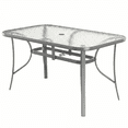 thumbnail image 1 of Arlopu Rectangular Patio Table with Tempered Glass Top, All-Weather Resistance Dining Table with Umbrella Hole for Garden & Backyard, Gray, 1 of 8